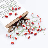 Load image into Gallery viewer, 100pcs Red Artificial Mushroom Ornaments with Wire Stems