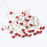 Load image into Gallery viewer, 100pcs Red Artificial Mushroom Ornaments with Wire Stems