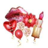 Load image into Gallery viewer, Set of 8 Lipstick Heart Foil Balloons