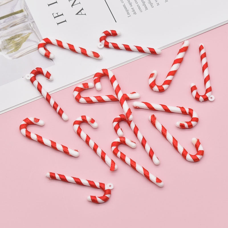 24Pcs Mini Candy Cane Ornaments for DIY Christmas Decor Floral