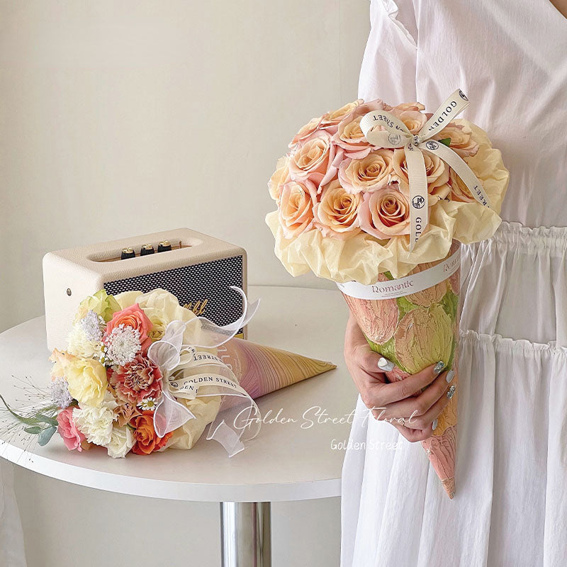 Set of 20 Ice Cream Cone Bouquet Wrapping Paper Floral Packaging