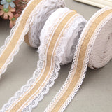 Load image into Gallery viewer, Natural Jute Burlap Ribbon with Lace Trim (25mmx2m)