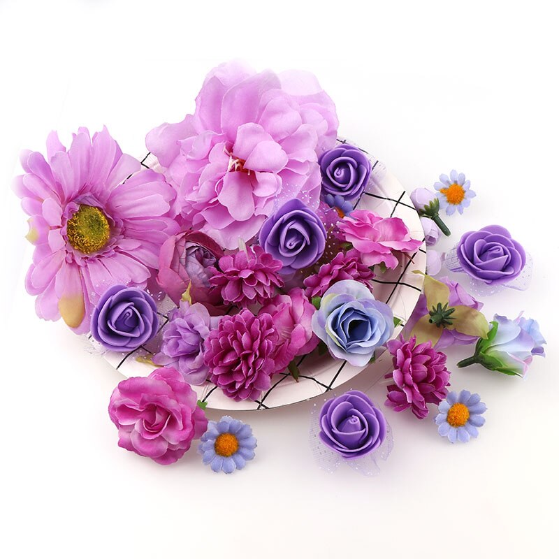 50pcs Mixed Artificial Silk Flower Heads Floral Supplies Store