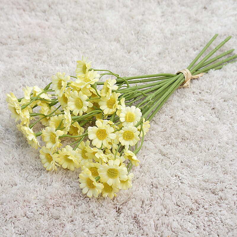 Artificial Small Daisy Flower White Silk Chamomile Bouquet Home