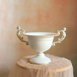 Load image into Gallery viewer, Vintage Metal White Compote Vase with Handles