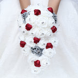 Load image into Gallery viewer, Artificial Silk Rose Cascading Wedding Bridal Bouquet