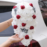 Load image into Gallery viewer, Artificial Silk Rose Cascading Wedding Bridal Bouquet