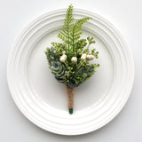Load image into Gallery viewer, Set of 6 Green Eucalyptus Wrist Corsages Boutonnieres for Wedding