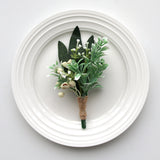 Load image into Gallery viewer, Set of 6 Green Eucalyptus Wrist Corsages Boutonnieres for Wedding