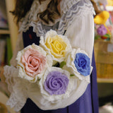 Load image into Gallery viewer, Finished Cotton Yarn Crochet Gradient Color Large Single Rose Bouquet Artificial Flower