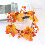 Load image into Gallery viewer, Set of 3 Fall Pumpkin Maple Leaf Candle Rings Wreaths