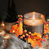 Load image into Gallery viewer, Set of 3 Fall Pumpkin Maple Leaf Candle Rings Wreaths