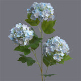 Load image into Gallery viewer, 3 Heads Artificial Hydrangea Branch with Green Leaves