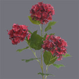 Load image into Gallery viewer, 3 Heads Artificial Hydrangea Branch with Green Leaves