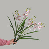 Load image into Gallery viewer, Artificial Orchid Branch with Green Leaves
