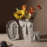 Load image into Gallery viewer, Abstract Human Face Ceramic Vase for Flowers Pampas Grass