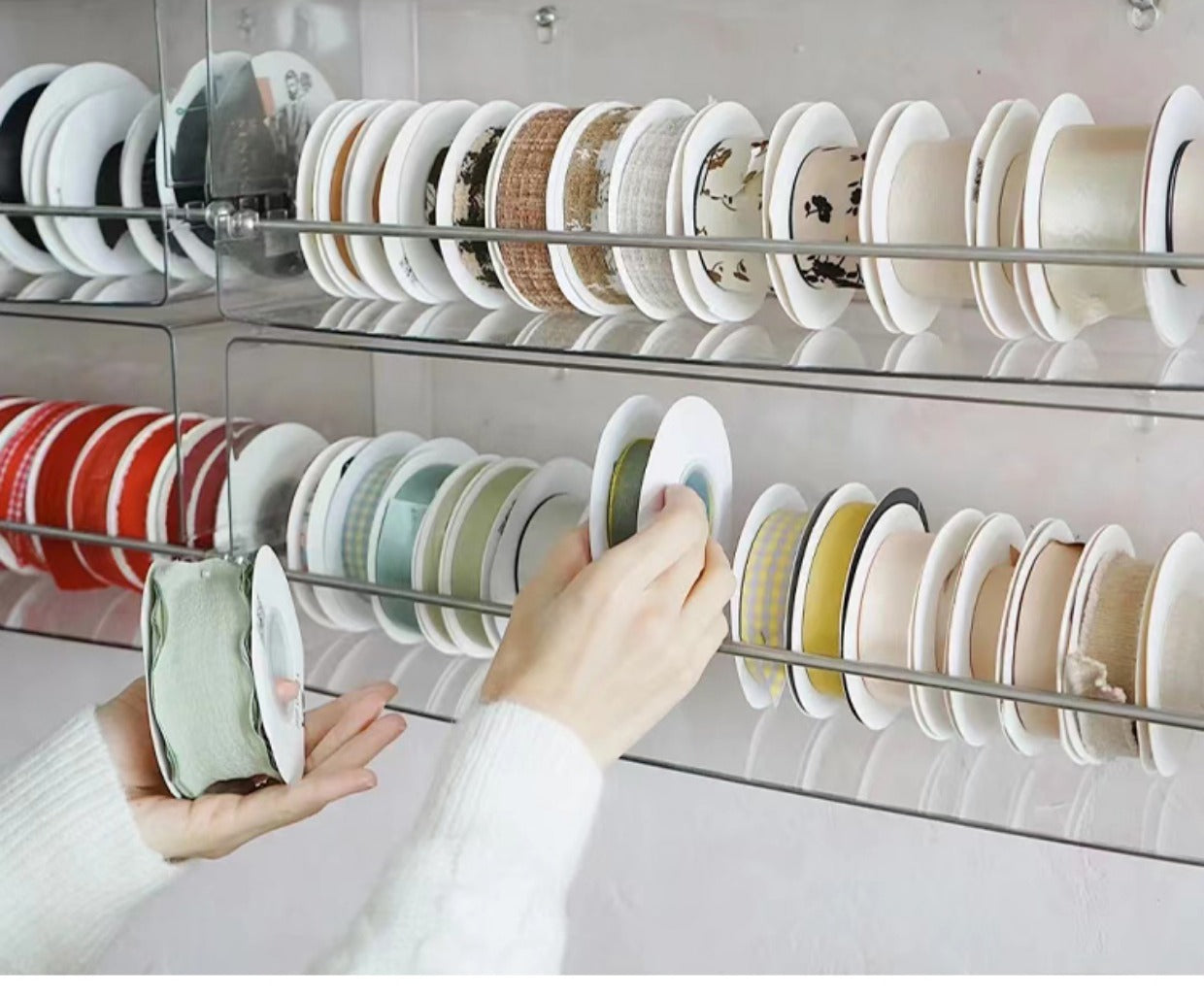 Wall Mount Acrylic Ribbon Storage Rack Organizer Box – Floral Supplies ...