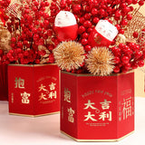 Load image into Gallery viewer, Set of 5 Red Good Luck Hexagon Flower Arrangement Boxes