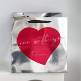 Load image into Gallery viewer, Set of 6 Heart Printing Silver Flowers Bouquet Gift Bags