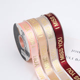 Load image into Gallery viewer, Golden I MISS YOU Satin Ribbon (25mmx45Yd)