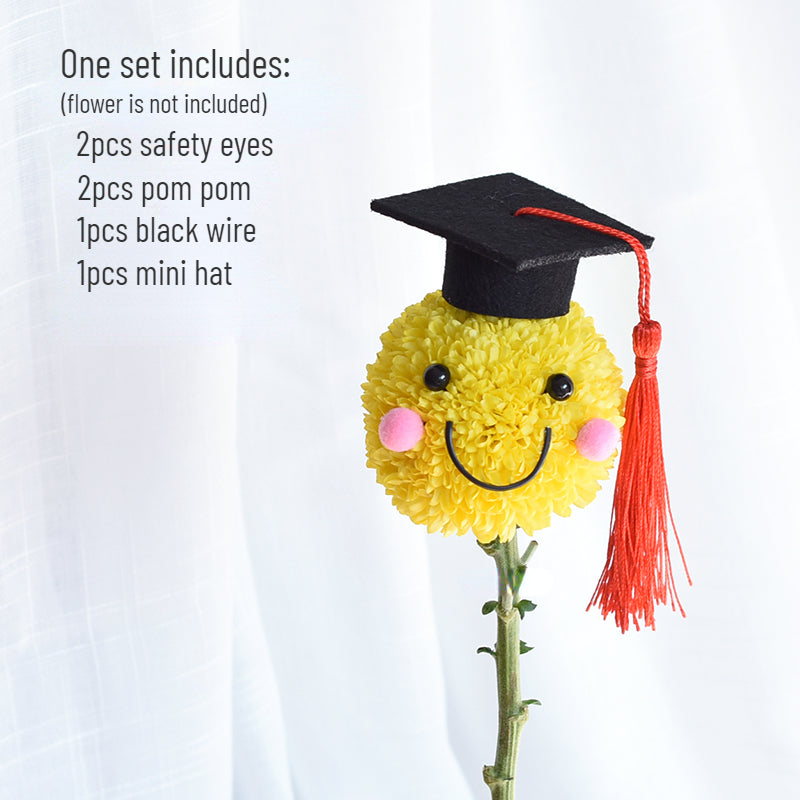 Pack of 10 Flower Crafting Safety Eyes Mini Graduation Caps DIY Materials