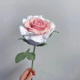 Load image into Gallery viewer, Finished Cotton Yarn Crochet Gradient Color Large Single Rose Bouquet Artificial Flower