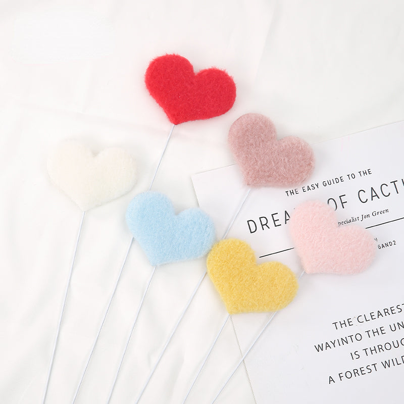 Set of 10 Fluffy Floral Heart Picks Floral Supplies Store