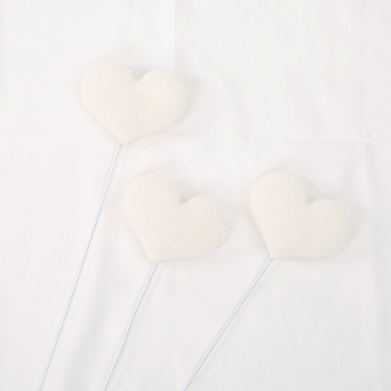 Set of 10 Fluffy Floral Heart Picks Floral Supplies Store
