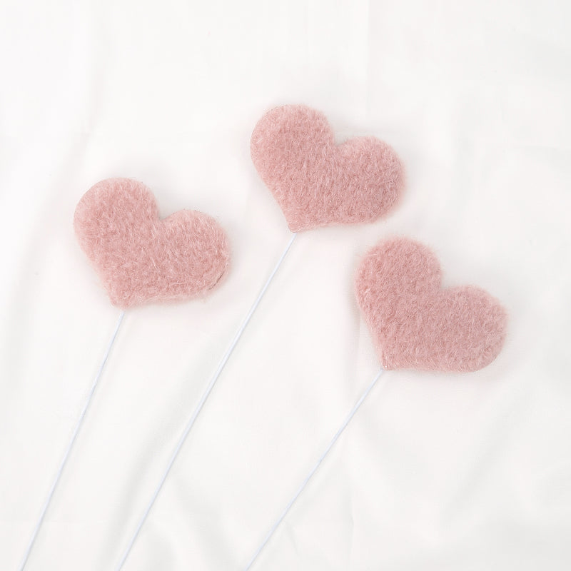 Set of 10 Fluffy Floral Heart Picks Floral Supplies Store