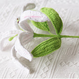 Load image into Gallery viewer, Set of 3 Pieces Finished Crochet Lily Branch Artificial Flowers Yarn Knitting Flower