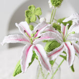 Load image into Gallery viewer, Set of 3 Pieces Finished Crochet Lily Branch Artificial Flowers Yarn Knitting Flower