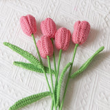 Load image into Gallery viewer, Set of 5 Cotton Yarn Crochet Finished Tulips Artificial Flower Branches