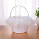 Load image into Gallery viewer, Lace Ribbon Embellished Flower Girl Basket White