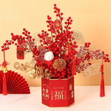 Load image into Gallery viewer, Set of 5 Red Good Luck Hexagon Flower Arrangement Boxes