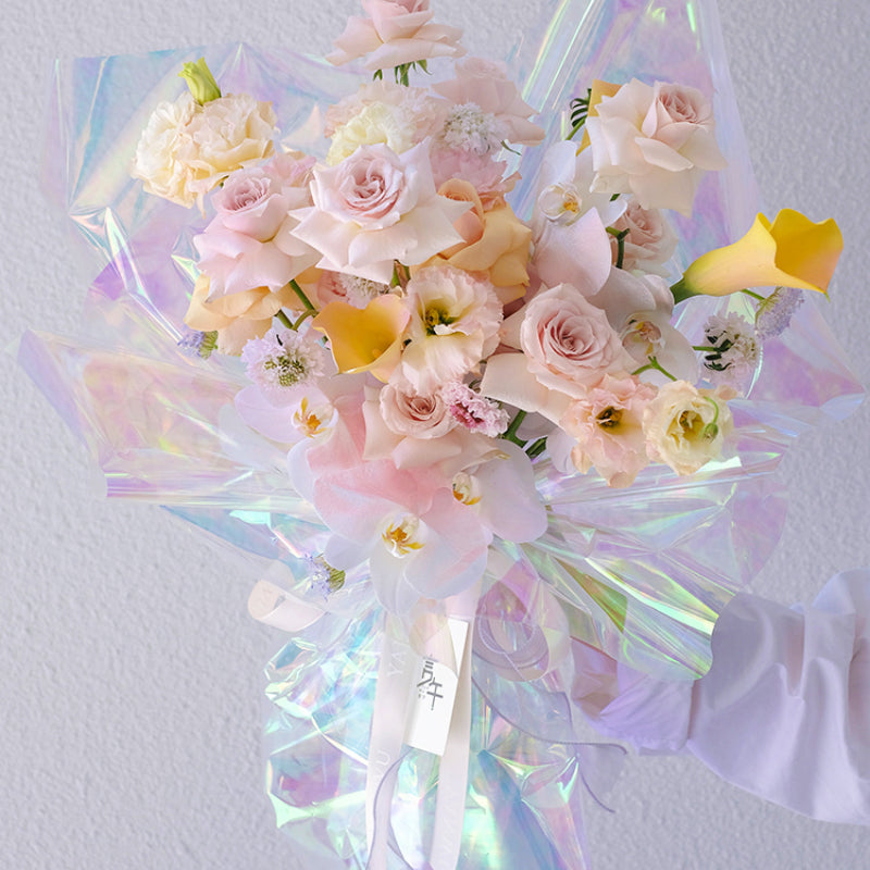 Iridescent Flower Bouquet Wrapping Cellophane Rainbow Film