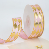 Load image into Gallery viewer, Golden Diamond Printing Satin Ribbon (2.5cmx22Yd)