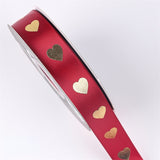 Load image into Gallery viewer, Golden Heart Printing Bouquet Gift Packaging Ribbon 2.5cmx40Yd