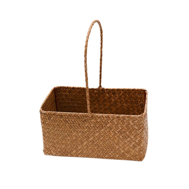 Handmade Straw Seagrass Rustic Wedding Favor Party Decoration Rope Woven  Flower Basket Storage Home Decor Hand Baskets