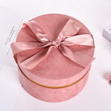 Load image into Gallery viewer, Round Velvet Flower Hat Box with Ribbon Bow