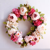 Load image into Gallery viewer, Artificial Peony Flowers Door Knocker Simulation Silk Wreath Foam Straw Garland Wedding Decoration Home Party Floral Decor
