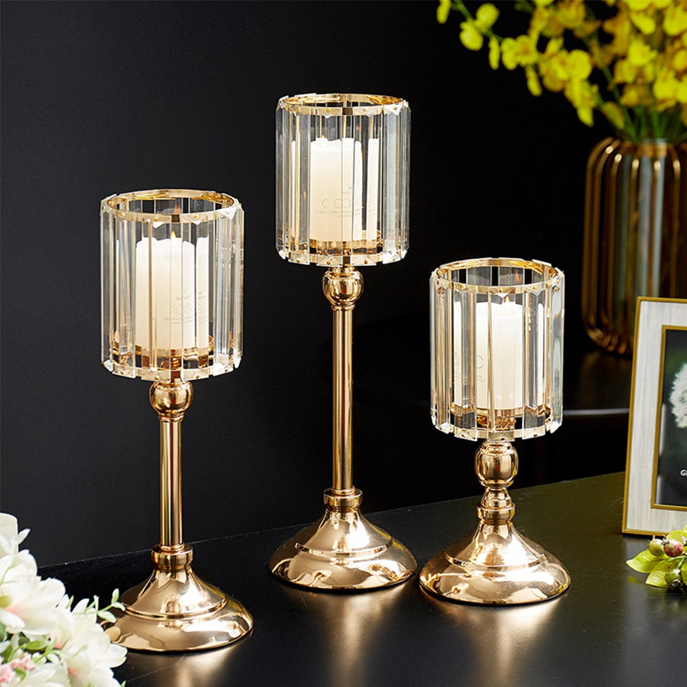 Crystal Candle Holders Candle Lantern Gold Candle Holders Wedding  Centerpieces Center Table Candlesticks Parties Home Decor