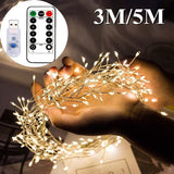Load image into Gallery viewer, 3M 5M Copper Wire LED USB Remote Control String Lights Firecracker Fairy Garland Lamp for Christmas Window Wedding Party Decor