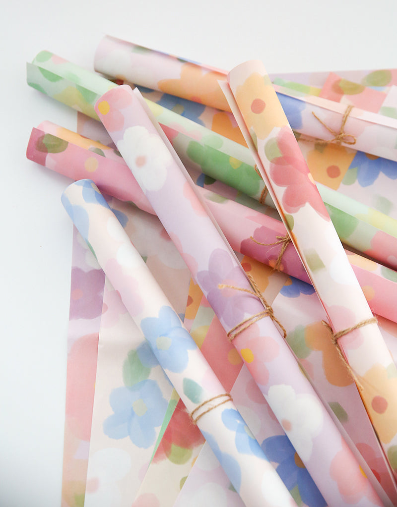 10 Counts Korean Floral Print Bouquet Wrapping Paper