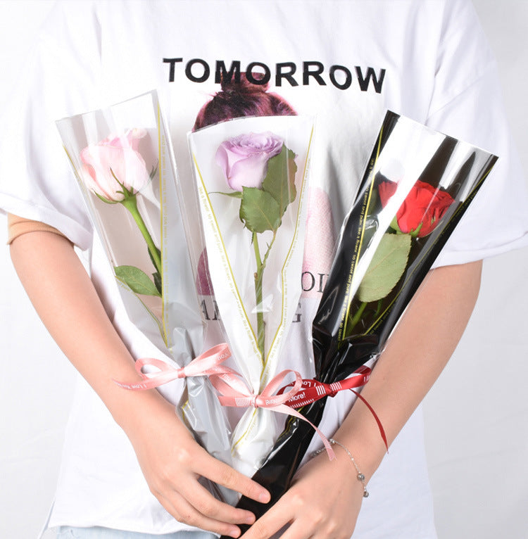 5pcs Lovely Heart Single Rose Sleeves Paper Flower Bouquet Bags